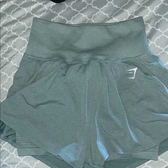 Gymshark Vital Seamless 2.0 2-in-1 Shorts Teal High Waisted Womens Small - Picture 1 of 6
